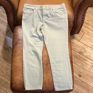 Tory Burch Alexa Cropped Skinny Jeans Sz 30 / 10 Sea Foam Green Mint